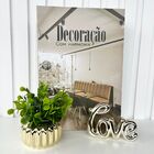 Decoração Casa Livro + Vaso Dourado + Enfeite Palavra Love