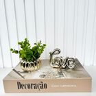Decoração Casa Livro + Vaso Dourado + Enfeite Palavra Love