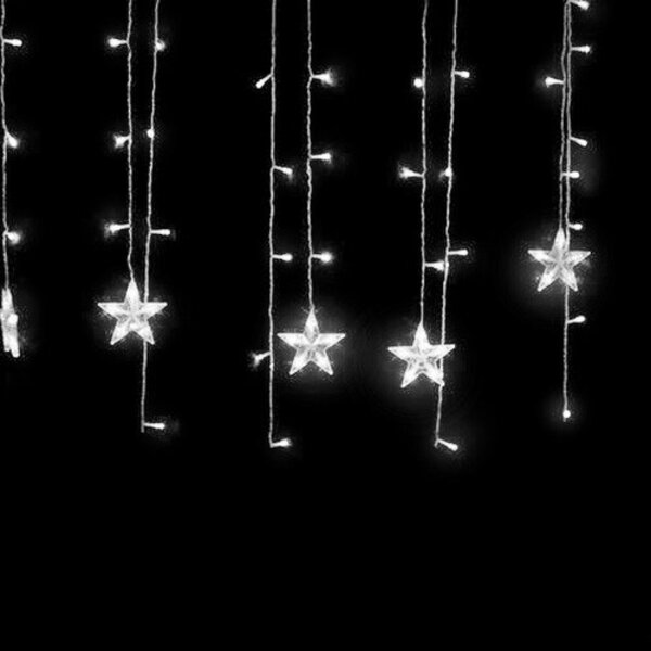 Decoração Cortina Varal Cordão Fio De Luzes Lâmpadas Estrela