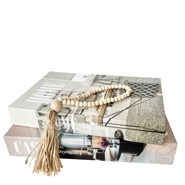 Decoração Dupla Livro + Colar De Mesa Japamala Artesanal