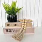 Decoração Dupla Livro + Vaso Cachepô Preto E Enfeite Colar