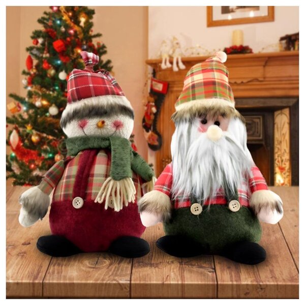 Decoração Dupla Natal Papai Noel E Boneco De Neve