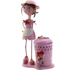 Decoração Enfeite Boneca Escultura De Metal Com Lixeira Pedal