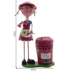Decoração Enfeite Boneca Escultura Em Metal Com Lixeira Pedal