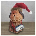 Decoração Enfeite Natal Cachorro Placa Feliz Natal 14cm