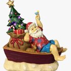 Decoração Enfeite Natal Papai Noel De Férias Resina 6 Leds Na