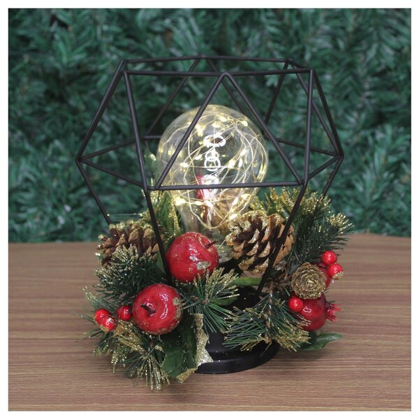 Decoração Lamparina Natal Enfeite Iluminado Natalino 21cm