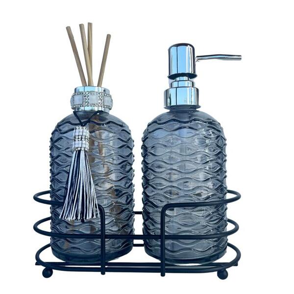 Decoração Lavabo Suporte Metal + Difusor + Porta Sabonete