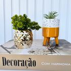 Decoração Livro Fake + Vaso Dourado + Vaso Tripé Bolinha