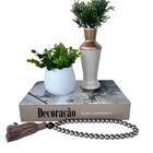 Decoração Livro Fake + Vaso Garrafa + Vaso Branco + Colar