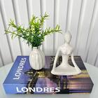 Decoração Livro Fake Londres + Mini Vaso + Escultura Mulher