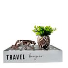 Decoração Livro Fake, Vaso Cachepô Rose E Enfeite Pantera