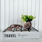 Decoração Livro Fake, Vaso Cachepô Rose E Enfeite Pantera