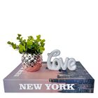 Decoração Livro New York + Vaso Rose Gold + Enfeite Palavra