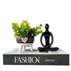 Decoração Livro Preto/branco + Vaso Tripé + Enfeite Mulher