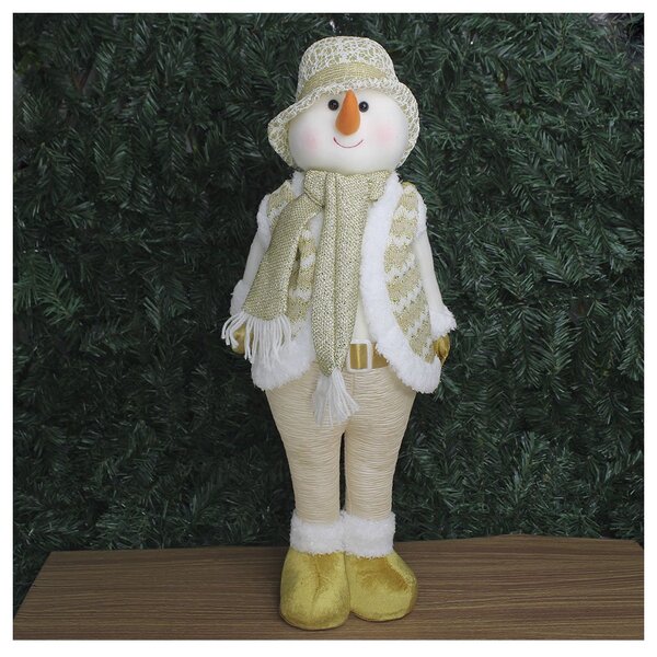Decoração Natal Boneco De Neve Dourado Natalino 58cm
