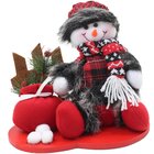 Decoração Natal Boneco De Neve Tecido Xadrez Natalino 26cm