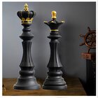 Decoração Peças De Xadrez Preto Rei E Rainha Escultura Média