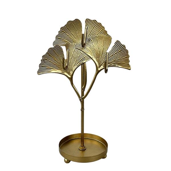 Decoração Quarto Enfeite Porta Joia Dourado Folha De Metal