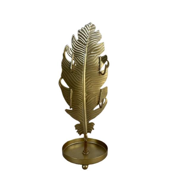 Decoração Quarto Enfeite Porta Joia Folha Dourado Metal Luxo