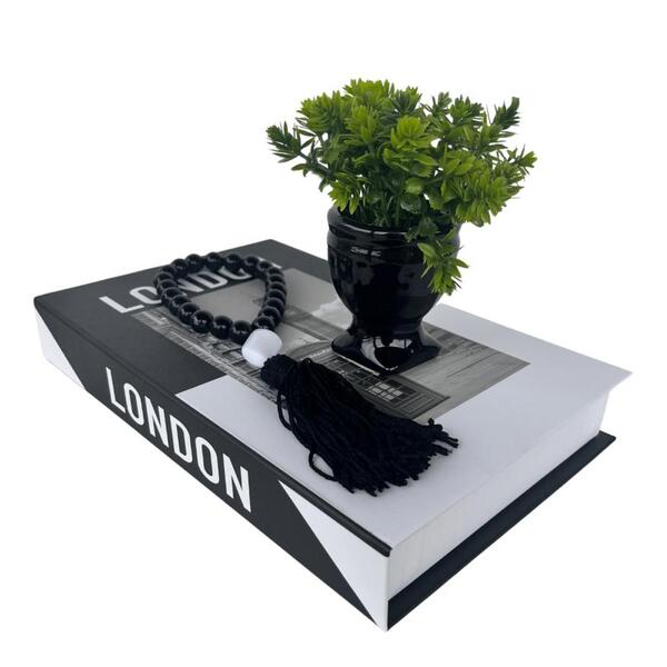 Decoração Quarto Livro Fake + Vaso Taça + Enfeite Colar