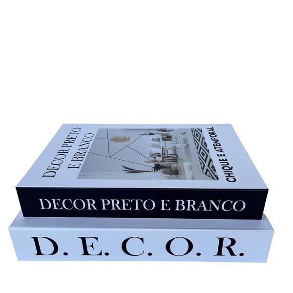 Decoração Sala Aparador Dupla Livro Fake Decor Preto Branco