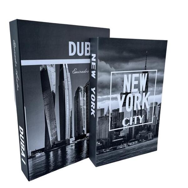 Decoração Sala Aparador Dupla Livro Fake New York City Dubai