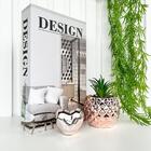 Decoração Sala Aparador Livro Fake + Vaso Rosê + Coração