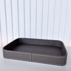 Decoração Sala Bandeja Em Mdf Grande Cinza Revestida De Pu