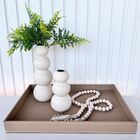 Decoração Sala Bandeja Em Mdf Revestida De Pu Na Cor Cáqui