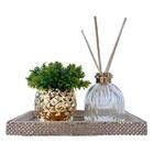 Decoração Sala Bandeja Mdf + Difusor Vidro + Vaso Cachepô