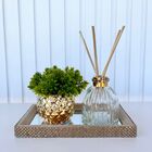 Decoração Sala Bandeja Mdf + Difusor Vidro + Vaso Cachepô