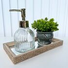 Decoração Sala Bandeja Mdf + Porta Sabonete + Vaso Cachepô