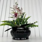 Decoração Sala Centro De Mesa Preto Pequeno C/ Orquídea