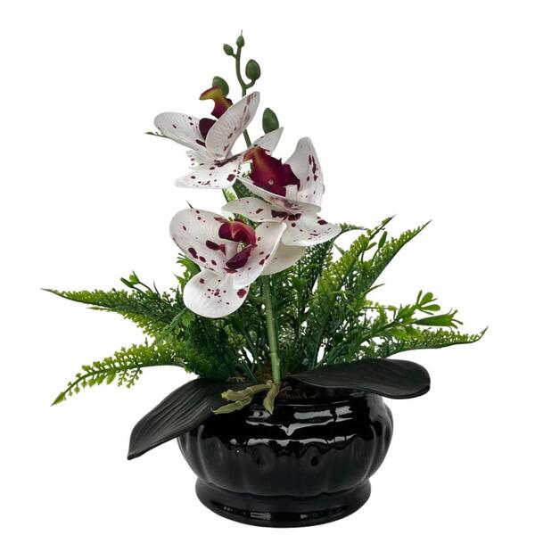 Decoração Sala Centro De Mesa Preto Pequeno C/ Orquídea