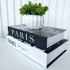 Decoração Sala Dupla Livro Fake + Vaso Cachepô Branco Decor