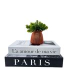 Decoração Sala Dupla Livro Fake + Vaso Cachepô Vidro Laranja