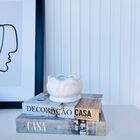 Decoração Sala Dupla Livro Fake + Vaso Cachepot  Branco