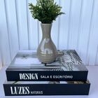 Decoração Sala Dupla Livro Fake + Vaso Garrafa Bege Decor