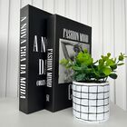 Decoração Sala Dupla Livro Preto Branco + Vaso Quadriculado