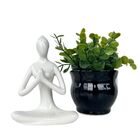 Decoração Sala Enfeite Mulher Meditando + Vaso Cachepot