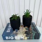 Decoração Sala Livro Big Ben Azul + Vaso Tripé Moderno Preto