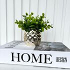 Decoração Sala Livro Caixa + Vaso Abacaxi Dourado Cerâmico