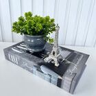 Decoração Sala Livro Caixa + Vaso Cinza + Enfeite Torre