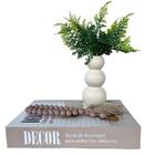 Decoração Sala Livro Caixa + Vaso Escultura Bola + Colar