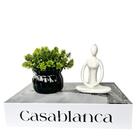 Decoração Sala Livro Caixa + Vaso Preto + Escultura Mulher