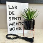 Decoração Sala Livro Caixa + Vaso Tripé + Adorno Colar Decor