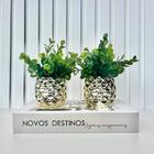 Decoração Sala Livro Caixa Fake + Dupla Vaso Dourado Decor