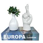 Decoração Sala Livro Europa + Vaso Garrafa + Escultura Mão