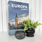 Decoração Sala Livro Europa + Vaso Preto + Castiçal Fumê